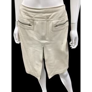Vintage Caché Skirt Women’s SizeM Genuine Leather Lined Knee Length Faux Pockets